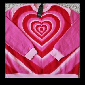Wild fable pink red heart sweatshirt women’s NWT